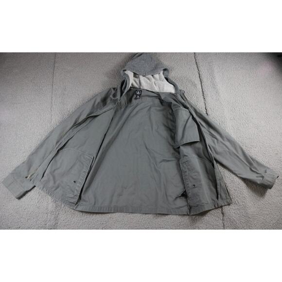 Volcom Jacket Mens Medium Gray Bashi Hooded Coat Full Zip - Picture 2 of 8